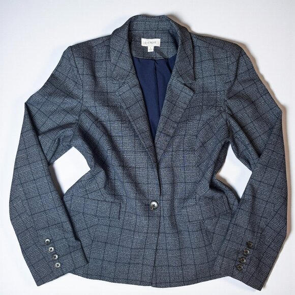 EVEREVE Asher Plaid Blazer Women's Size L Navy - Picture 6 of 9